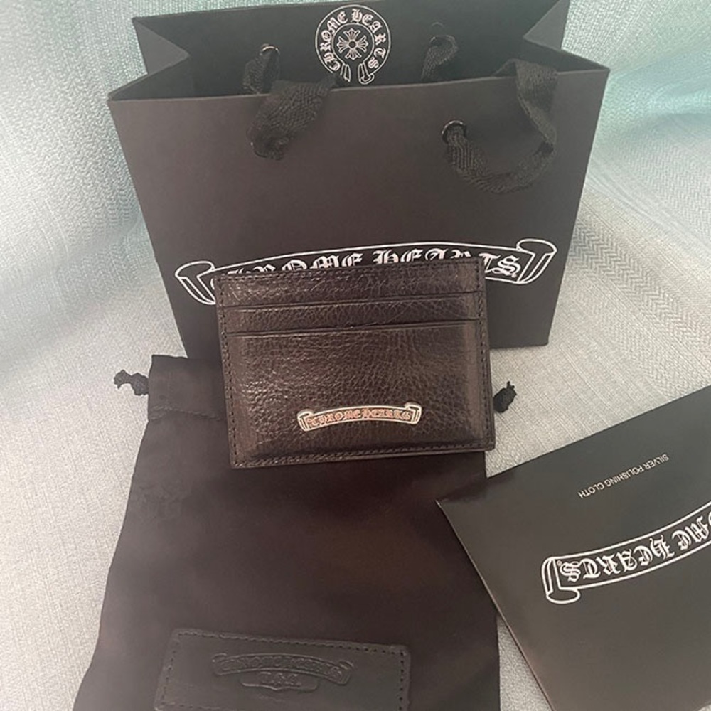 Chrome Hearts Black Leather Card